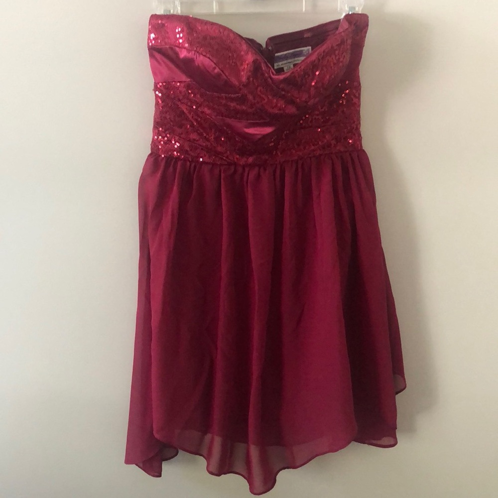 Strapless Red Sequence Dress